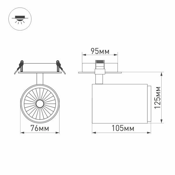 картинка LED спот встраиваемый LGD-LUMOS-R76-16W Warm3000 (WH, 20 deg) (Arlight, IP20 Металл, 3 года) 023700 от магазина BTSvet