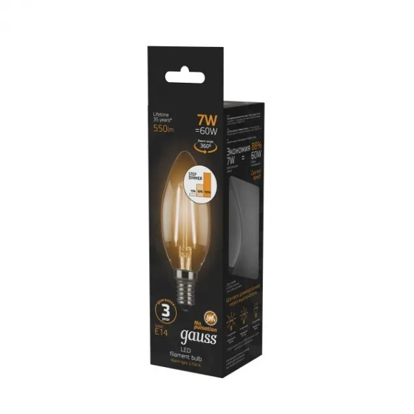 картинка Лампочка LED Filament Candle E14 7W 2700К 1/10/50 103801107 от магазина BTSvet