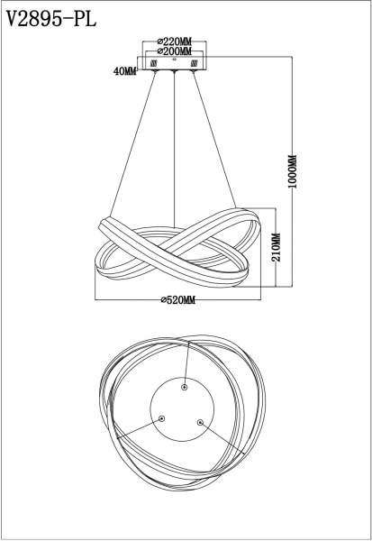 картинка Подвесная люстра светодиодная с пультом Novas V2895-PL от магазина BTSvet