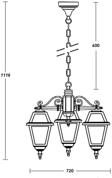 картинка Уличный светильник подвесной FARO-FROST L 91170fL/3 Bl от магазина BTSvet