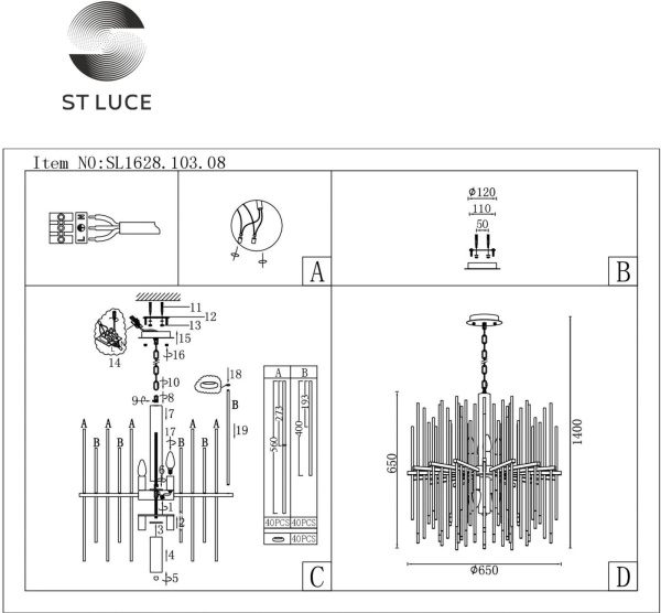 картинка Подвесная люстра ST Luce Teramo SL1628.103.08 от магазина BTSvet