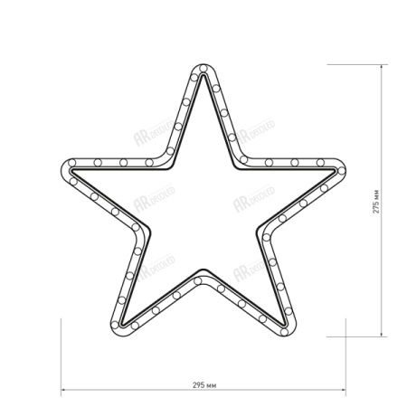 картинка Световая фигура светодиодная ARD-STAR-M1-295x275-36LED Warm (230V, 2.5W) (Ardecoled, IP65) 025312 от магазина BTSvet