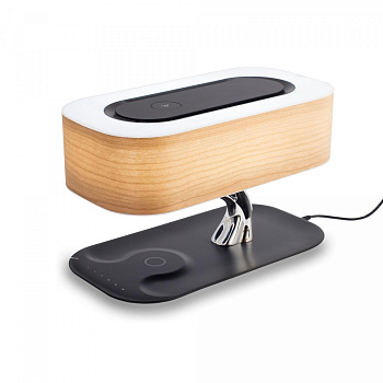Светодиодная настольная лампа с регулировкой яркости, Qi+Bluetooth колонкой и беспроводным ЗУ CL803042