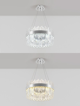 картинка Подвесная люстра хрустальная светодиодная с управлением смартфоном и пультом регулировкой цветовой температурой и яркости ночным режимом и таймером LED LAMPS 81271 от магазина BTSvet