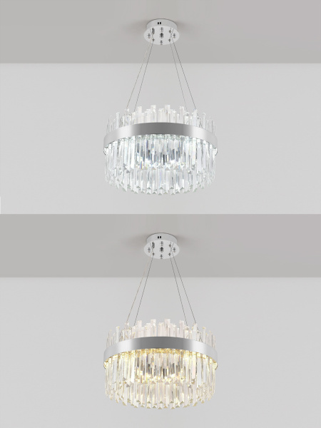 картинка Подвесная люстра хрустальная светодиодная с управлением смартфоном и пультом регулировкой цветовой температурой и яркости ночным режимом и таймером LED LAMPS 81271 от магазина BTSvet