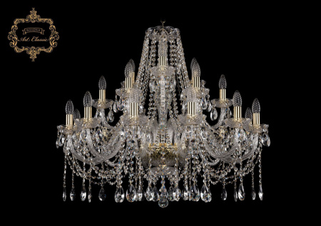 Хрустальная подвесная люстра 11.12.12+6+3.300.Gd.Sp