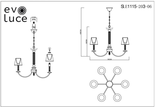 картинка Подвесная люстра Vinci SLE1115-203-06 от магазина BTSvet