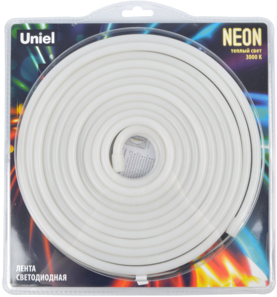 картинка Светодиодная гибкая герметичная лента Neon 5 м. Neon ULS-N03-2835-100LED/m-8mm-IP67-DC12V-11W/m-5M-3000K блистер от магазина BTSvet