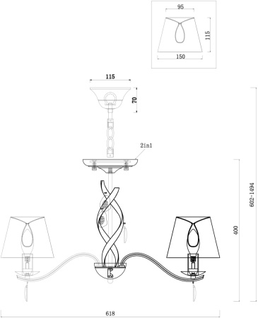 картинка Подвесная люстра Monique FR2001PL-05G от магазина BTSvet