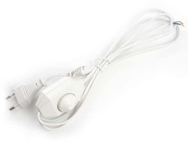 Сетевой шнур с диммером 230V 2м, белый, DM103-200W 23056