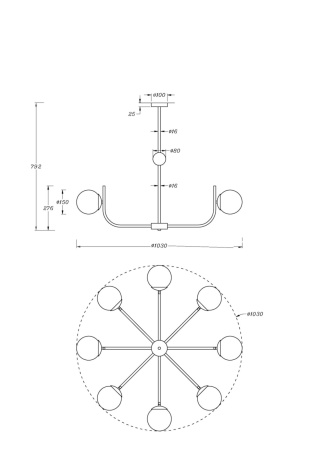 картинка Потолочная люстра Rendez-vous MOD109PL-08BS от магазина BTSvet