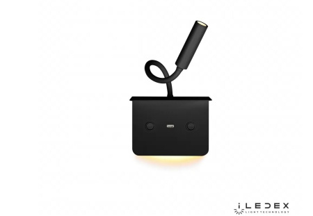 картинка Бра светодиодное с USB-портом и выключателем Support 7031C BK от магазина BTSvet