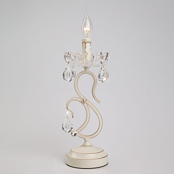 Хрустальная настольная лампа свеча 12205/1T белый Strotskis