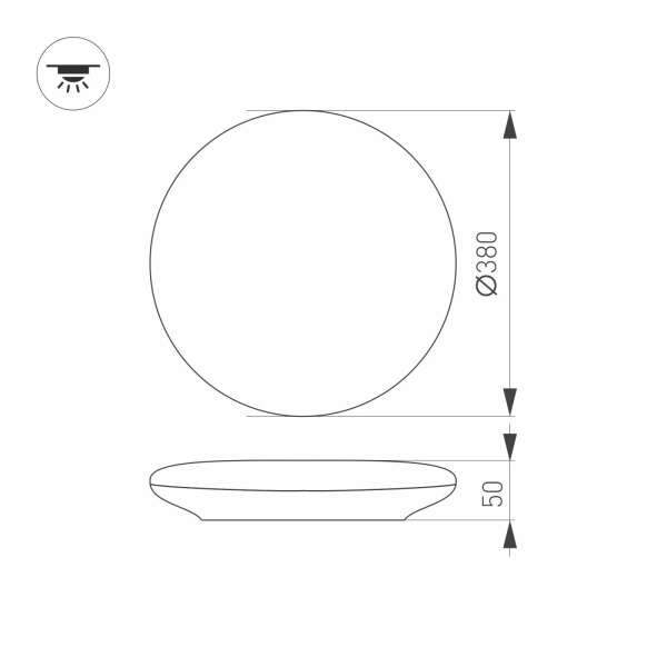 картинка Потолочный светильник LED круглый CL-FRISBEE-DIM-R380-25W Day4000-MIX (WH, 180 deg, 230V) (Arlight, IP54 Пластик, 3 года) 030112 от магазина BTSvet