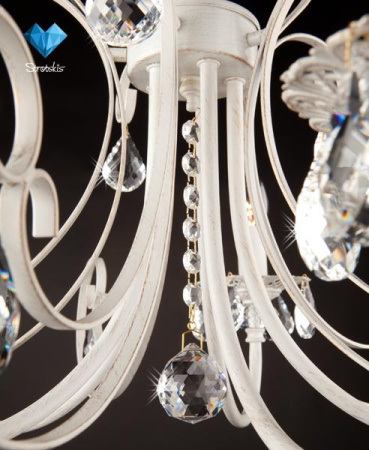 картинка Подвесная люстра 3305/5 белый с золотом/прозрачный хрусталь Strotskis от магазина BTSvet
