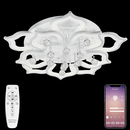 картинка Потолочная люстра светодиодная с пультом и управлением смартфоном регулировкой цветовой температуры и яркости ночным режимом и таймером HIGH-TECH LED LAMPS 82029 от магазина BTSvet
