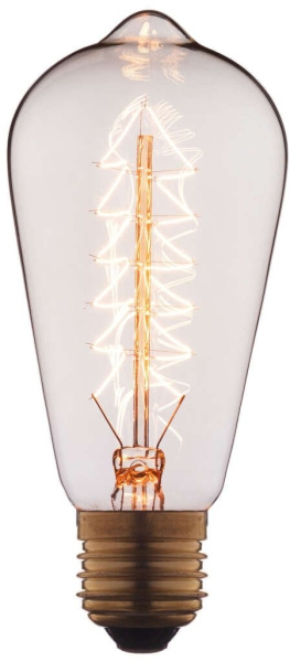 Ретро лампочка накаливания Эдисона груша E27 60W 2400-2800K 6460-S