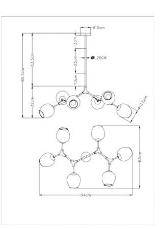 картинка Потолочная люстра Yuka A4103SP-6GO от магазина BTSvet