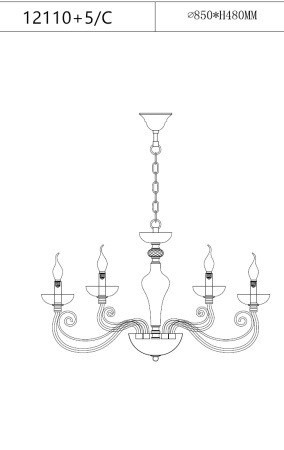 картинка Подвесная люстра 12110+5/C от магазина BTSvet