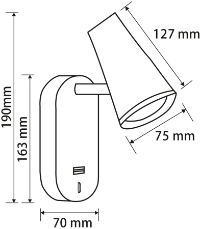 картинка Спот светодиодный с выключателем и USB-портом PointTwo FR10002WL-L6W от магазина BTSvet