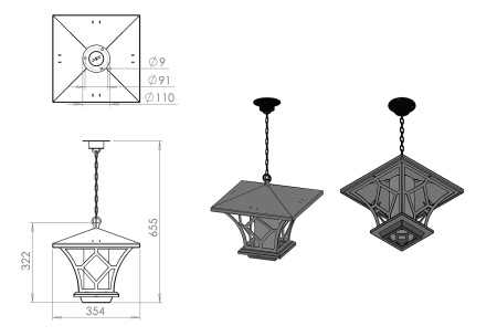 картинка Уличный светильник подвесной Теоло 350-01/bs-10 от магазина BTSvet