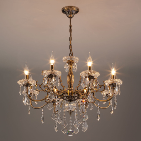 картинка Подвесная люстра 3281/8 античная бронза/прозрачный хрусталь Strotskis от магазина BTSvet