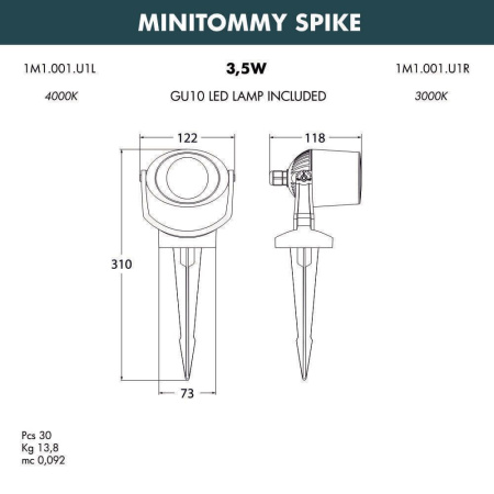 картинка Грунтовый светильник MiniTommy 1M1.001.000.AXU1L от магазина BTSvet