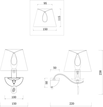 картинка Бра Monique FR2001WL-01G от магазина BTSvet