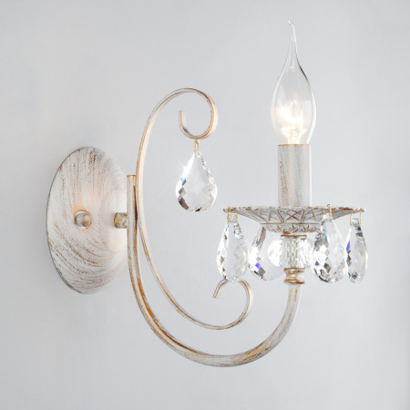 картинка Бра 3305/1 белый с золотом/прозрачный хрусталь Strotskis от магазина BTSvet