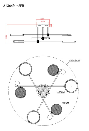 картинка Потолочная люстра на штанге Holly A1364PL-6PB от магазина BTSvet