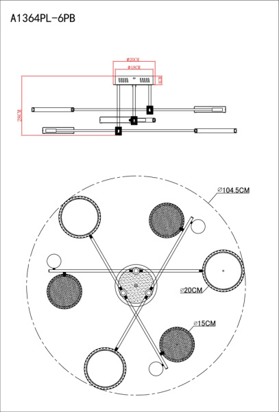 картинка Потолочная люстра на штанге Holly A1364PL-6PB от магазина BTSvet
