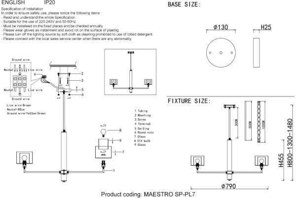 картинка Потолочная люстра на штанге MAESTRO SP-PL7 CHROME от магазина BTSvet
