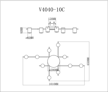 картинка Настенно-потолочный светильник Nino V4040-10C от магазина BTSvet