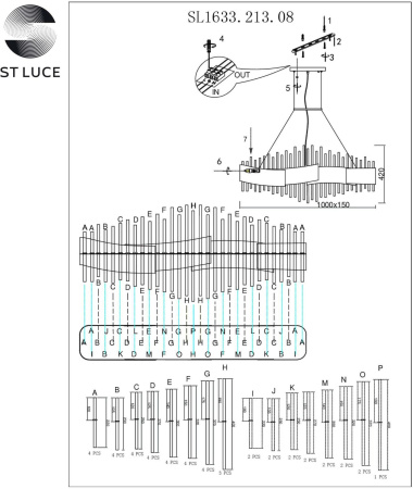 картинка Подвесная люстра ST Luce Olvera SL1633.213.08 от магазина BTSvet
