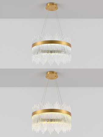 картинка Подвесная люстра хрустальная светодиодная с управлением смартфоном и пультом регулировкой цветовой температурой и яркости ночным режимом и таймером LED LAMPS 81260 от магазина BTSvet