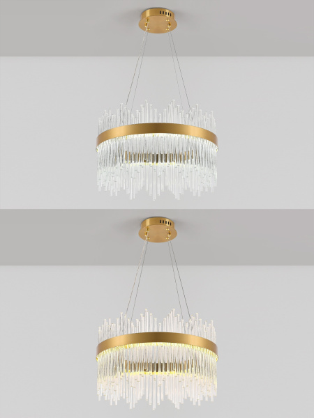 картинка Подвесная люстра хрустальная светодиодная с управлением смартфоном и пультом регулировкой цветовой температурой и яркости ночным режимом и таймером LED LAMPS 81260 от магазина BTSvet