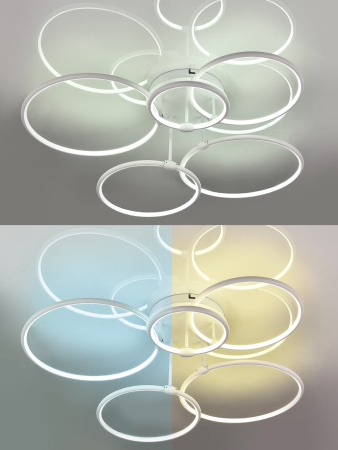 картинка Потолочная люстра светодиодная с управлением смартфоном и пультом регулировкой цветовой температурой и яркости ночным режимом и таймером HIGH-TECH LED LAMPS 82036 от магазина BTSvet