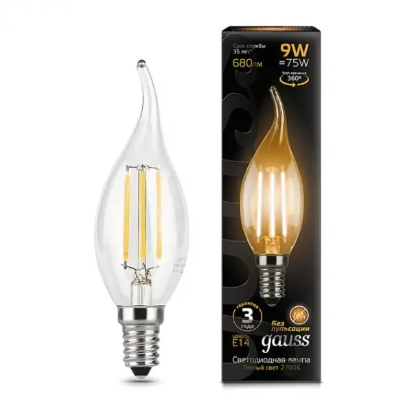 Лампочка LED Filament Candle tailed E14 9W 2700K 1/10/50 104801109