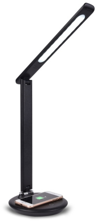 Офисная настольная лампа светодиодная диммируемая с выключателем регулировкой цветовой температуры и беспроводным ЗУ Desk DE521