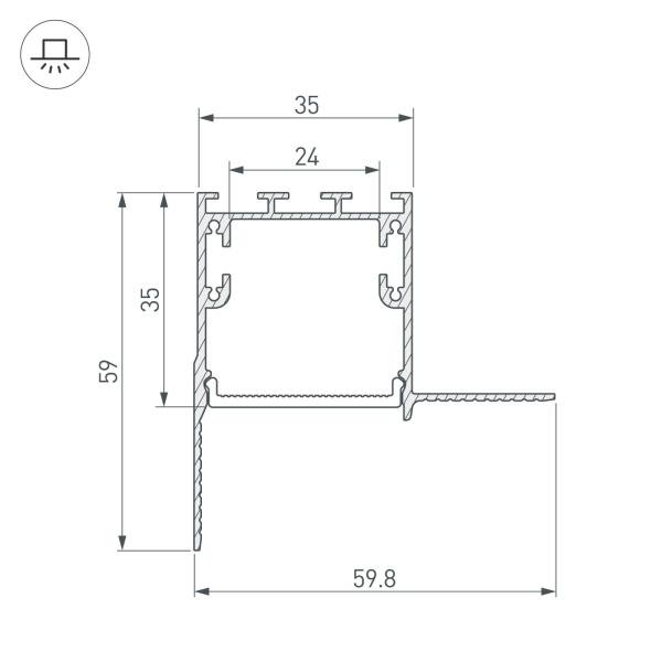 картинка Профиль с экраном SL-LINIA32-FANTOM-EDGE-2500 ANOD+FROST (Arlight, Алюминий) 031375 от магазина BTSvet