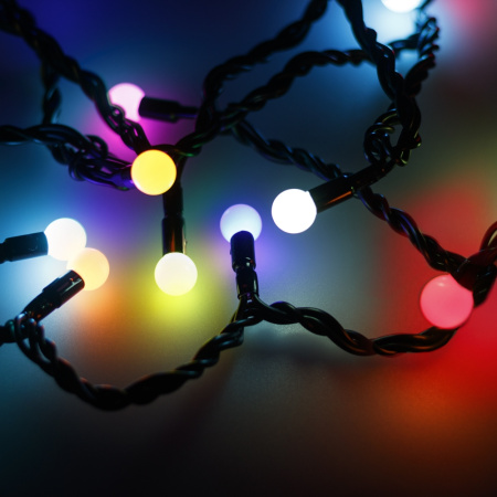 Светодиодная гирлянда ARD-BALL-CLASSIC-D13-10000-BLACK-100LED RGB (230V, 7W) (Ardecoled, IP65) 025573