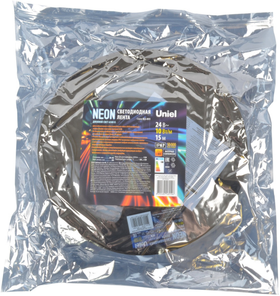 картинка Светодиодная гибкая герметичная лента Neon 15 м. Neon ULS-N11-2835-120LED/m-8mm-IP67-DC24V-10W/m-15M-6500K катушка в герметичной упаковке от магазина BTSvet