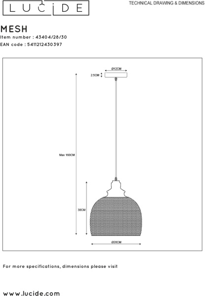 картинка Подвесной светильник MESH 43404/28/30 от магазина BTSvet
