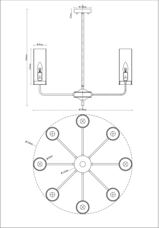 картинка Люстра потолочная на штанге V10021-8P Metric от магазина BTSvet