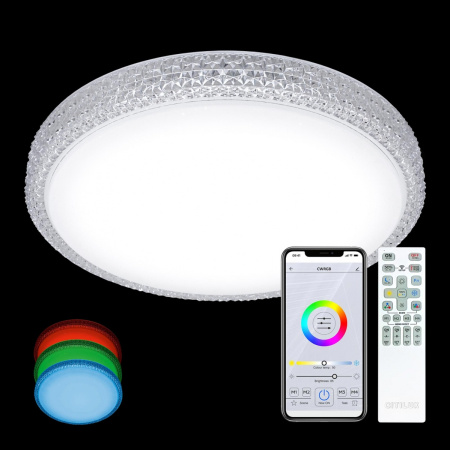 картинка Потолочная люстра светодиодная диммируемая с пультом и управлением смартфоном регулировка цветовой температуры и яркости Альпина CL718A40G RGB от магазина BTSvet