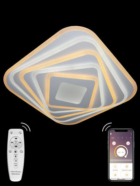 картинка Потолочный светильник светодиодный с пультом и управлением смартфоном регулировкой цветовой температуры и яркости таймер ночной режим LED LAMPS 81068 от магазина BTSvet