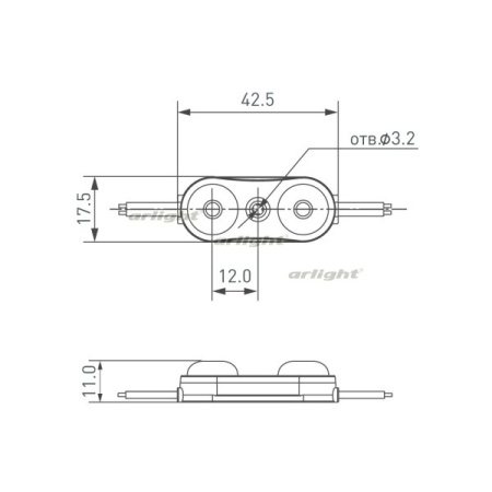 картинка Модуль герметичный ARL-ORION-R07-12V Cool (2835, 2 LED, 170 deg) (Arlight, Закрытый) 028775 от магазина BTSvet