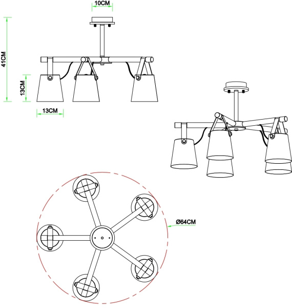 картинка Потолочная люстра на штанге Thomas A7032PL-5WH от магазина BTSvet