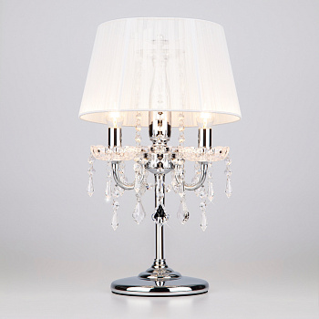 Хрустальная настольная лампа 2045/3T хром/белый настольная лампа
