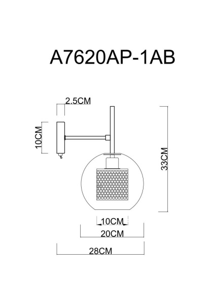 картинка Бра с выключателем Manchester A7620AP-1AB от магазина BTSvet
